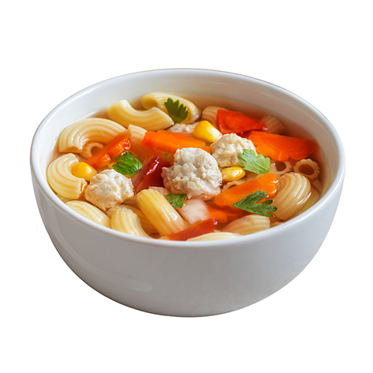 มักกะโรนีน้ำใสซุปไก่สกัด